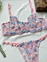 Transparan Brode Pudra Mavi Set