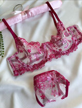 Transparan Brode Pembe Set