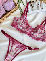 Transparan Brode Pembe Set