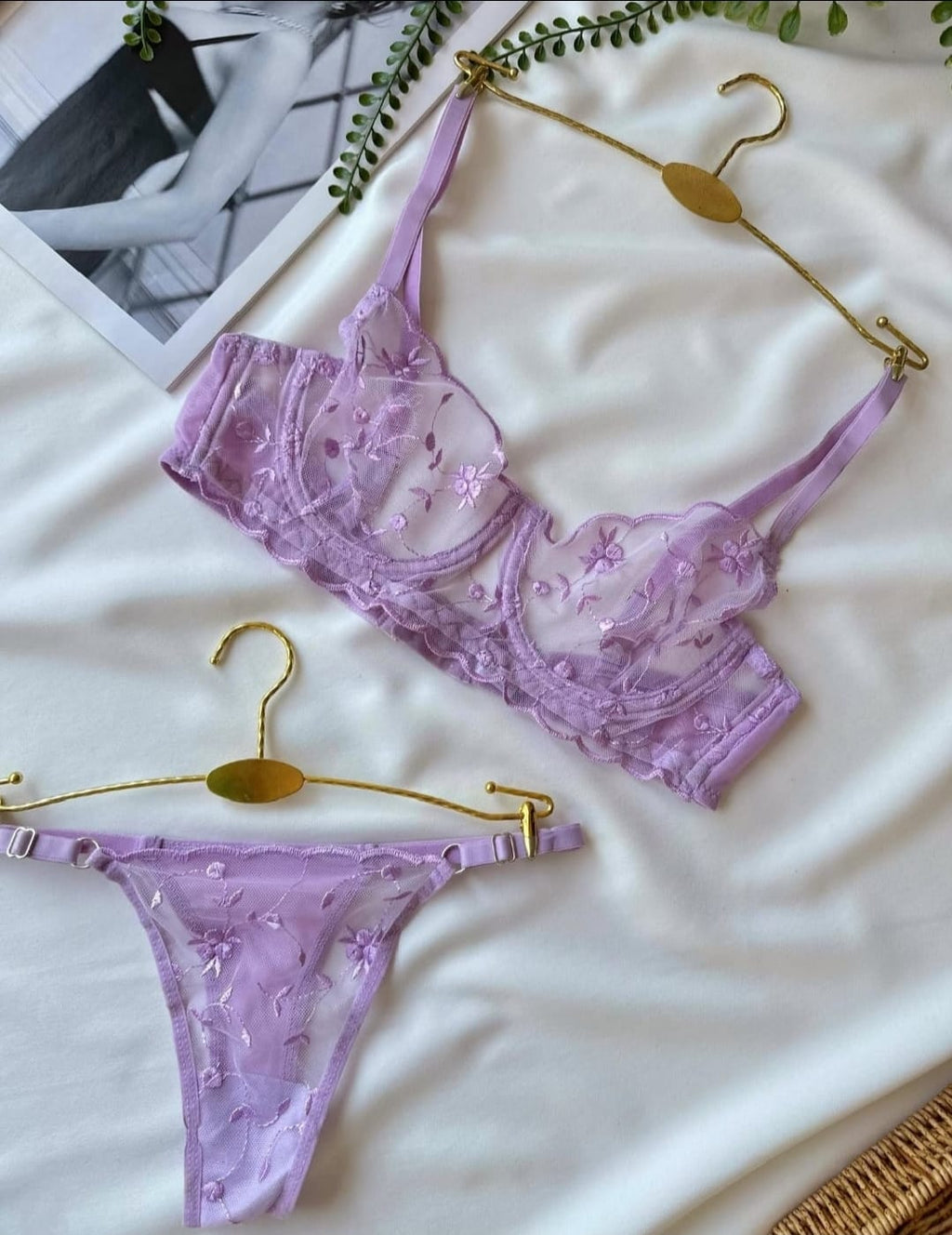 Transparan Yıldız Desenli Lila Brode