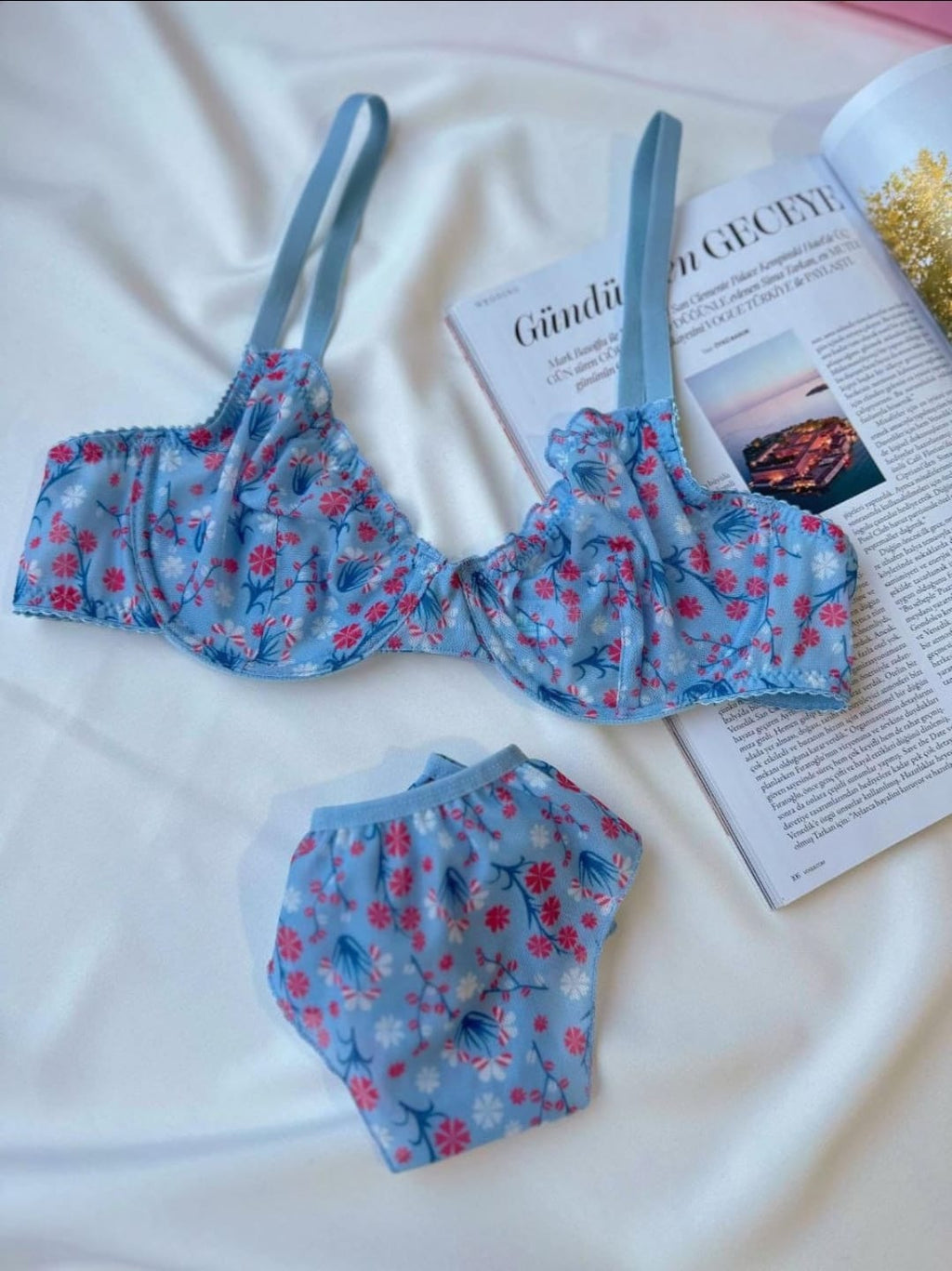 Tül Fırfır Mavi Set