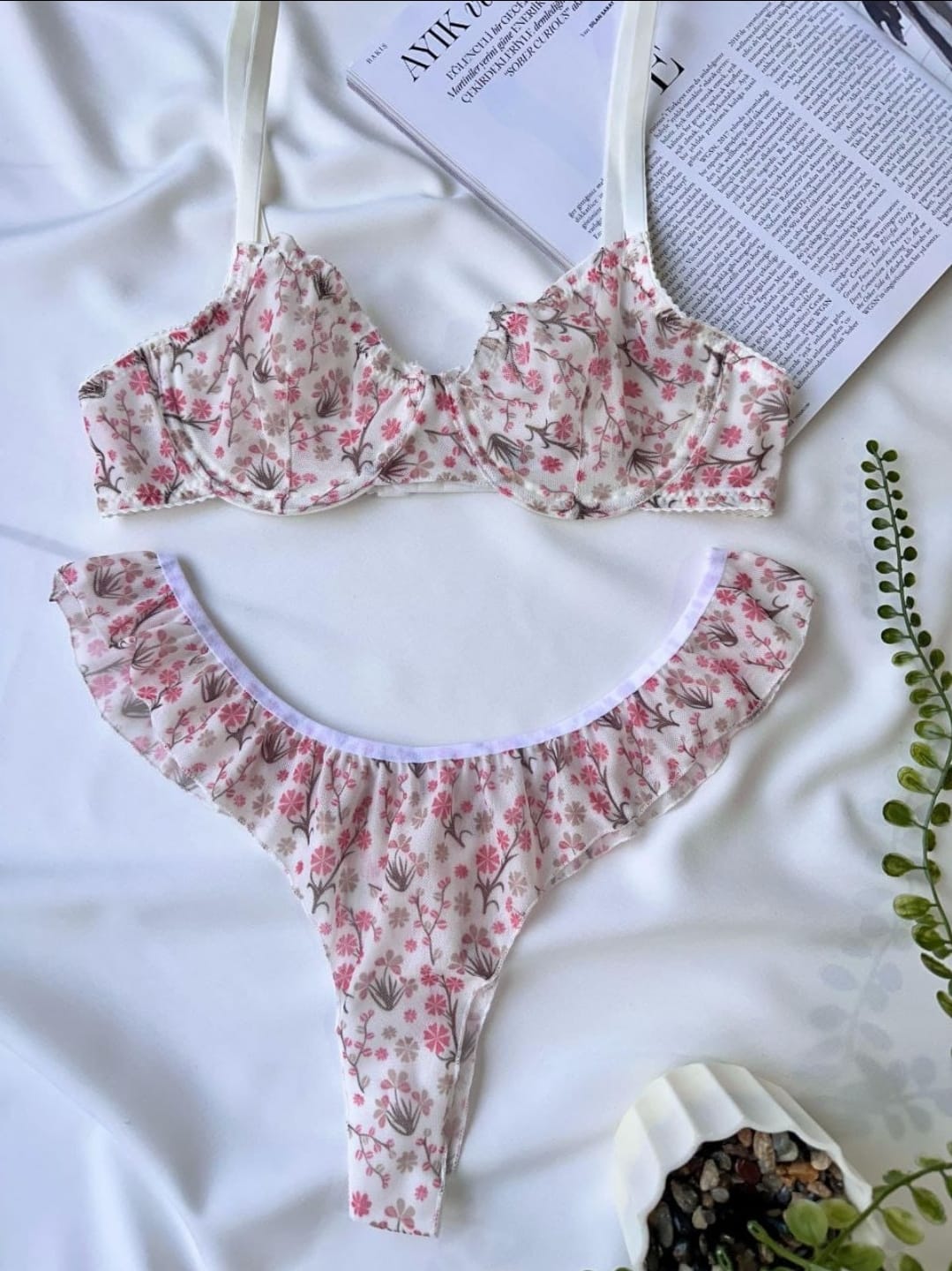 Tül Fırfır Ekru Set