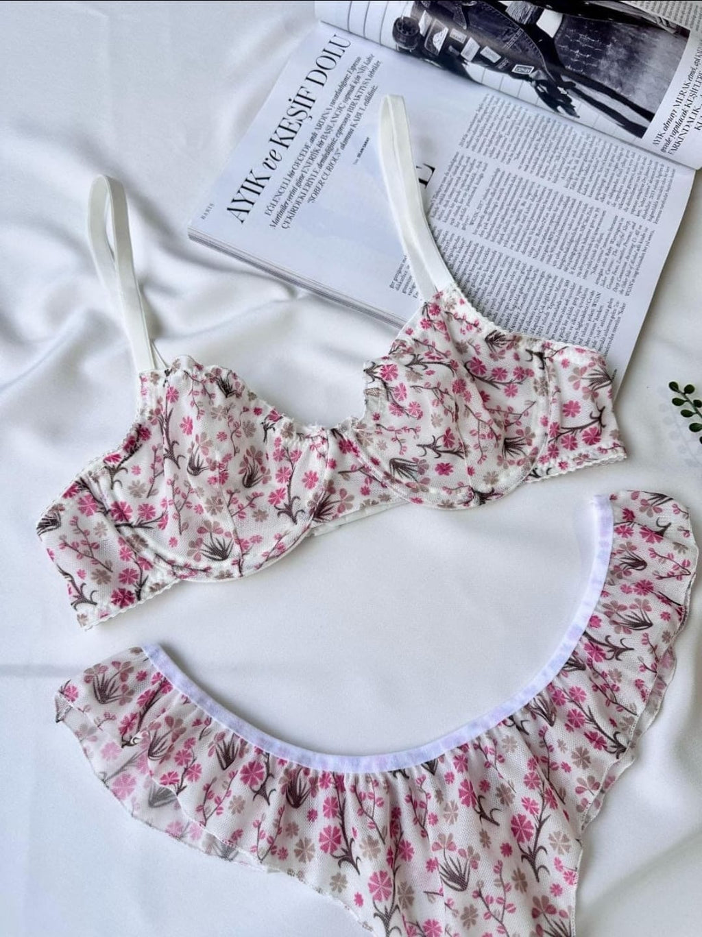 Tül Fırfır Ekru Set