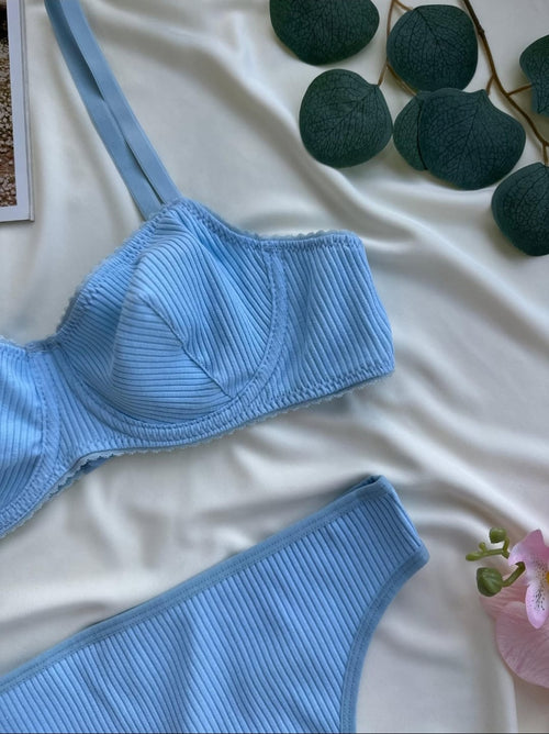 Balenli Pamuk Kaşkorse Mavi Takım