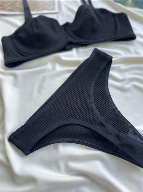 Balenli Pamuk Kaşkorse Siyah Takım