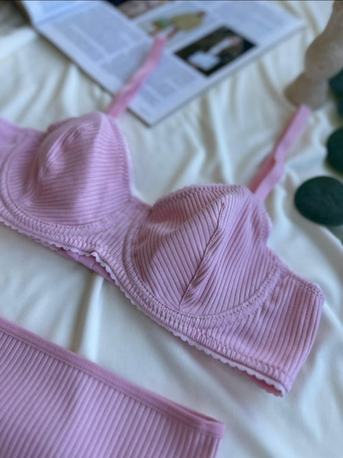 Balenli Pamuk Kaşkorse Pembe Takım