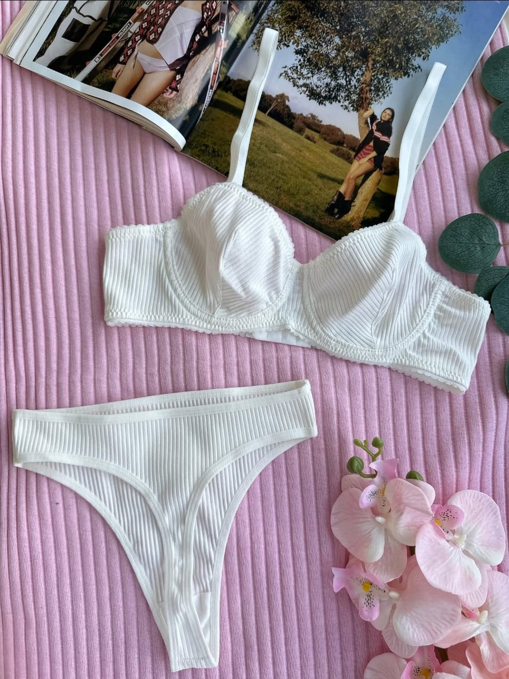 Balenli Pamuk Kaşkorse Beyaz Takım